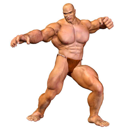 Illustration of a muscular man isolated on a white background の写真素材
