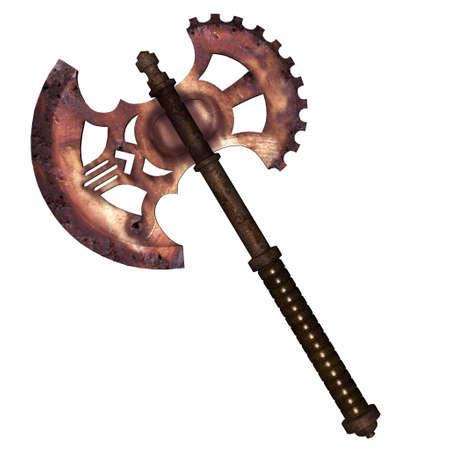 Illustration of an ancient axe isolated on a white backgroundの写真素材