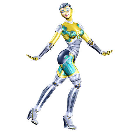 vIllustration of a female robot isolated on a white backgroundの写真素材