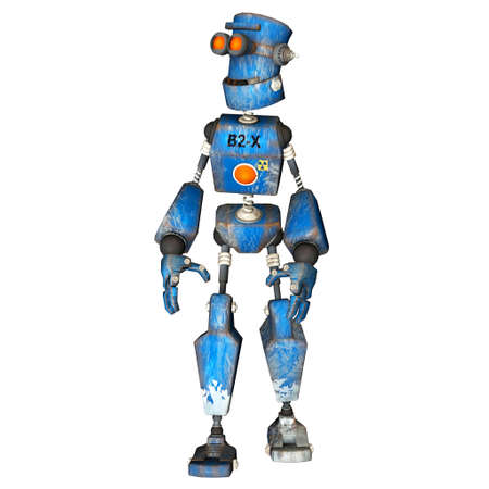 Illustration of a blue robot isolated on a white backgroundの写真素材