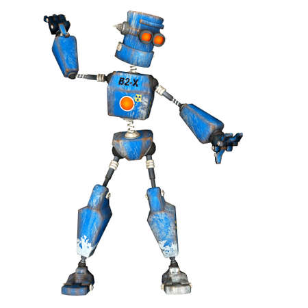Illustration of a blue robot isolated on a white backgroundの写真素材