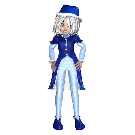 Illustration of a female christmas elf isolated on a white backgroundの写真素材
