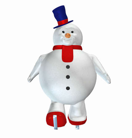 Illustration of a snowman isolated on a white backgroundの写真素材
