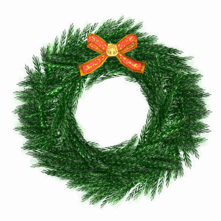 Illustration of a christmas wreath isolated on a white backgroundの写真素材
