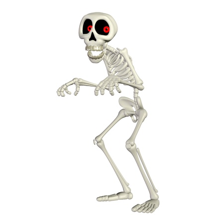 Illustration of a happy skeleton cartoon isolated on a white backgroundの写真素材
