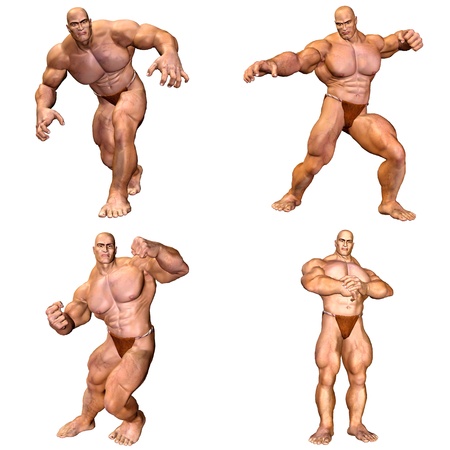 Illustration of a pack of four  4  muscular men with different poses and expressions isolated on a white background - 1of2の写真素材