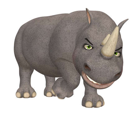 Illustration of an angry rhinoceros isolated on a white backgroundの写真素材