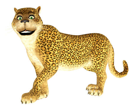 Illustration of a happy leopard isolated on a white backgroundの写真素材