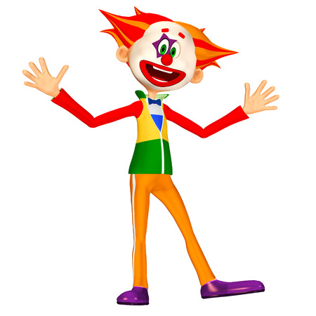 Illustration of an excited clown isolated on a white backgroundの写真素材