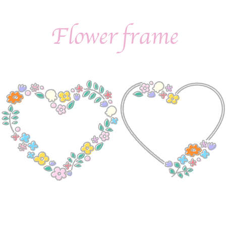 Pretty flower decoration frame heartのイラスト素材