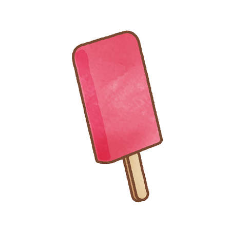 Illustration of a watercolor-style pink ice creamのイラスト素材