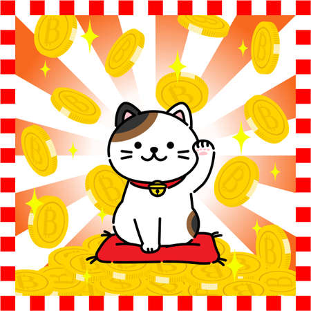 It is an illustration that is full of Bitcoin and looks auspicious.のイラスト素材