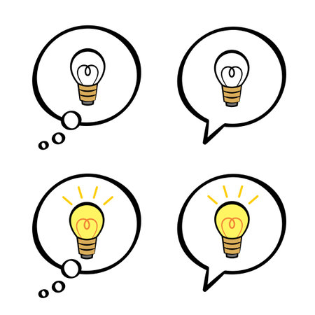 Simple inspiration light bulb speech bubble setのイラスト素材
