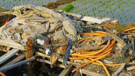 BUSAN KOREA JUNE-04-2020 Farming-related plastic waste dumped recklessly in agricultural districts.のeditorial素材