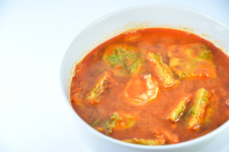 hot and sour curry with tamarind sauce, shrimp and omeletの写真素材