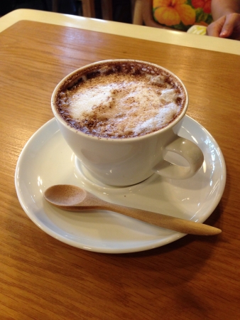Cup of coffee on wood tableの素材