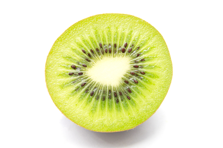 Juicy kiwi fruit isolated on white backgroundの写真素材