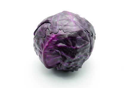 head of red cabbage on a white backgroundの写真素材