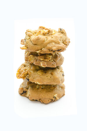 cashew nut cookies on white backgroundの写真素材