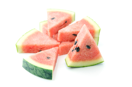 Slice Watermelon on white backgroundの写真素材