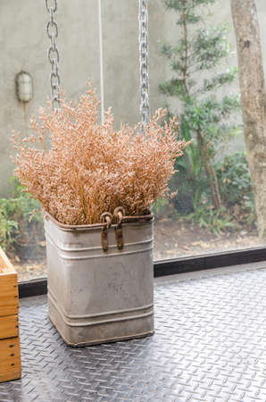 Dried wild flowers in bucketsの写真素材