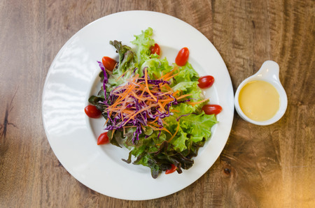 Dish of Salad with tomatoes, green and onionの写真素材