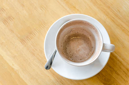 espresso cup on wood surface with spaceの写真素材