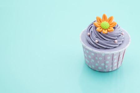 Cup cake on colorful backgroundの写真素材