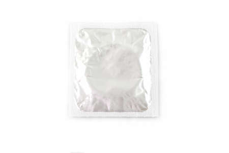 Condom isolated on white backgroundの写真素材