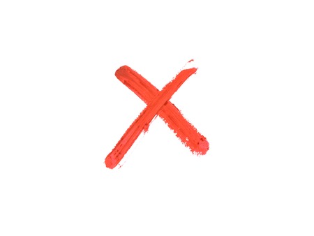 Smudged lipsticks isolated on white backgroundの写真素材