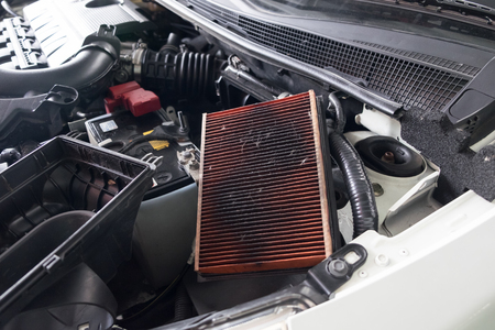 Dirty air filter on carの写真素材