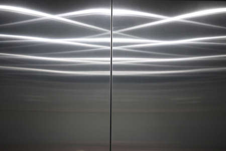 closed stainless steel elevator doorの写真素材