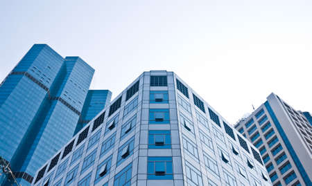 High rise and modern buildings in shade of blue, in the heart of CBD area of Bangkok.のeditorial素材