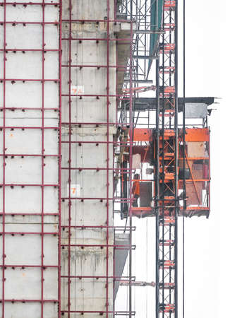 Service elevator operating in the construction area