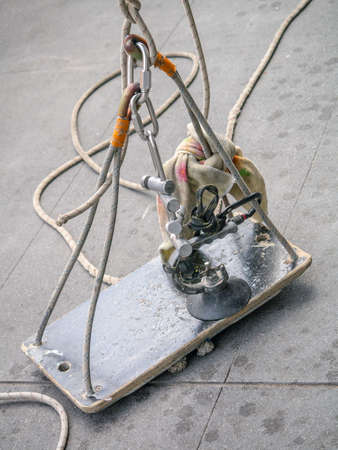 Window cleaning setup abstract of a very dangerous jobの写真素材