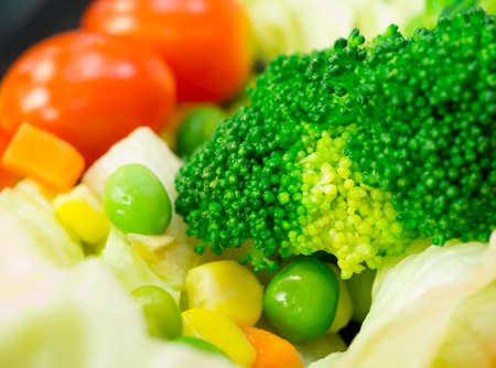Mixed vegetable salad, macro shot, abstract for healthy foodの写真素材