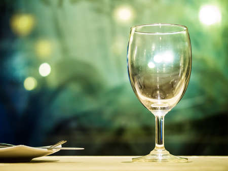 Empty glass on elegance dinner table abstract of fine diningの写真素材