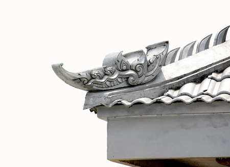 sculpture cement of Naga head on roof of Thailand temple