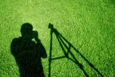 photography shadow on green Football fieldの写真素材