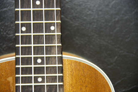 part and texture of brown wood ukuleleの写真素材