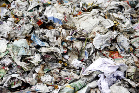 Midden of news paper waste for recycleの写真素材
