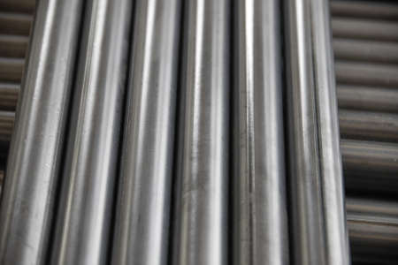 pipe, circle aluminium steel on cement floor