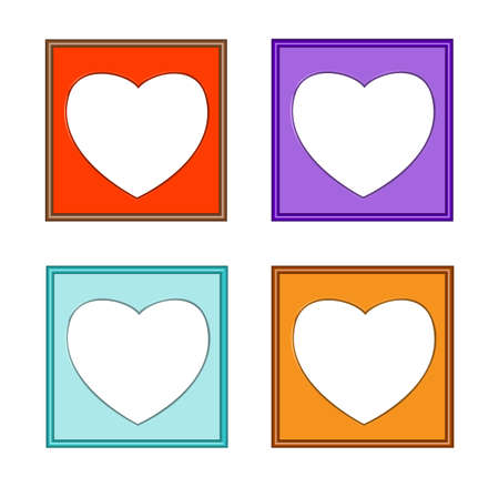 colorful 3D vector of heart frames for collect picture on white backgroundのイラスト素材