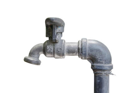 old metal faucet on withe backgroundの写真素材