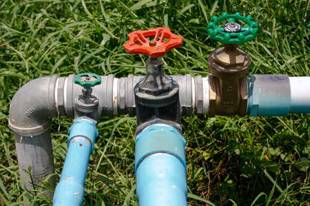 water valve with separate supply pipes with brass, joint of metal pipeline with Plumbing PVC