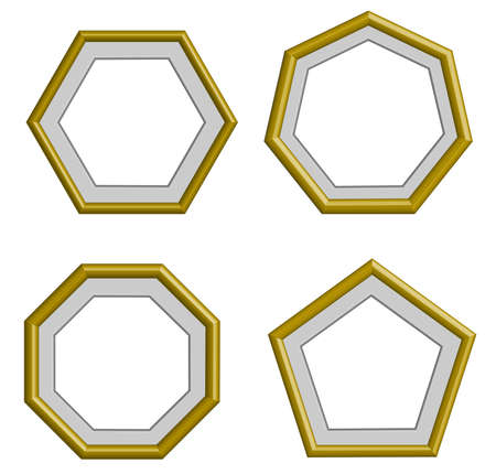 beautiful edge golden frame for collection image, picture, gallery and decorationのイラスト素材