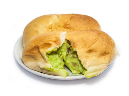 custard bread with pandan and coconut on dish