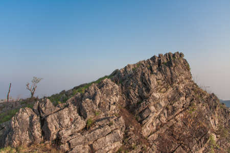 stone mountain with blue sky in morningの写真素材