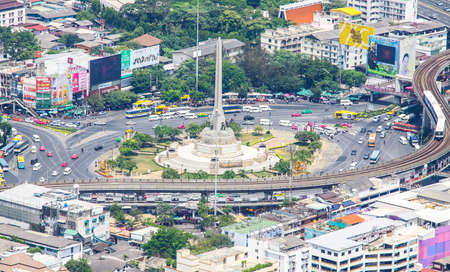 Bangkok, Thailand - April 12, 2014: Victory Monument, Bangkok's major traffic intersections, military monument erected in June 1941 to commemorate the Thai victory in the Franco-Thai War.のeditorial素材
