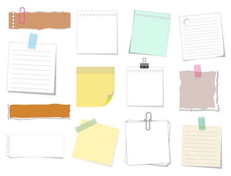 note paper vector set, shredded, torn and clipのイラスト素材